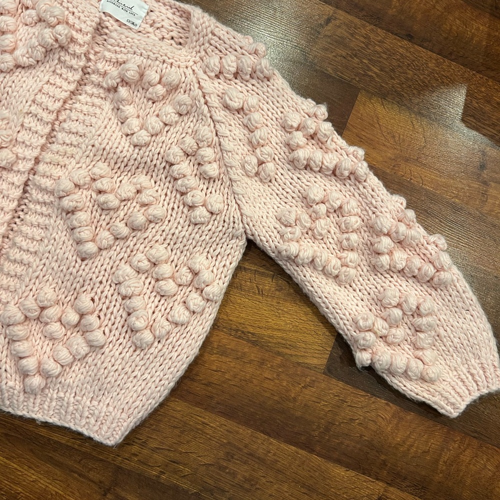 Chicwish Knit Your Love Cardigan Sweater Size Large Pink Hearts Wool Blend - Picture 2 of 8